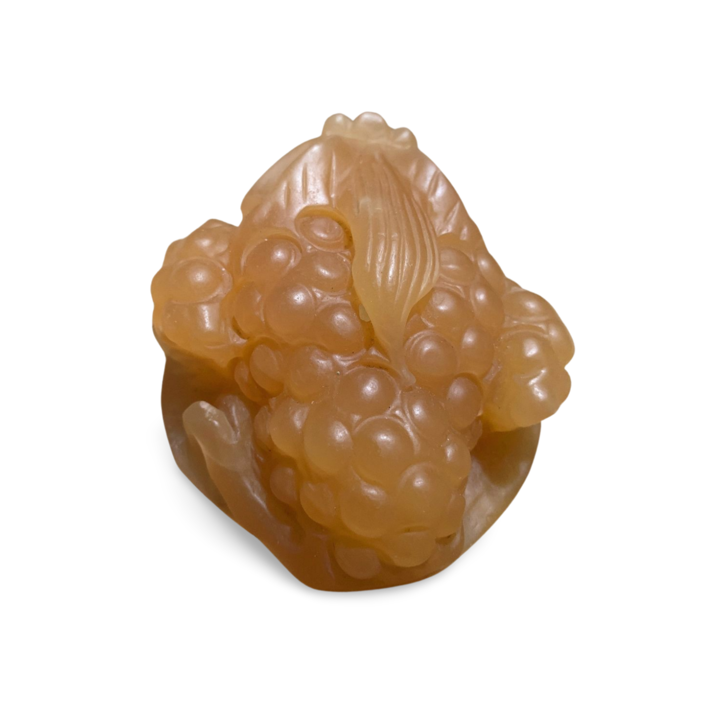 ORANGE CALCITE MONEY TOAD CARVING