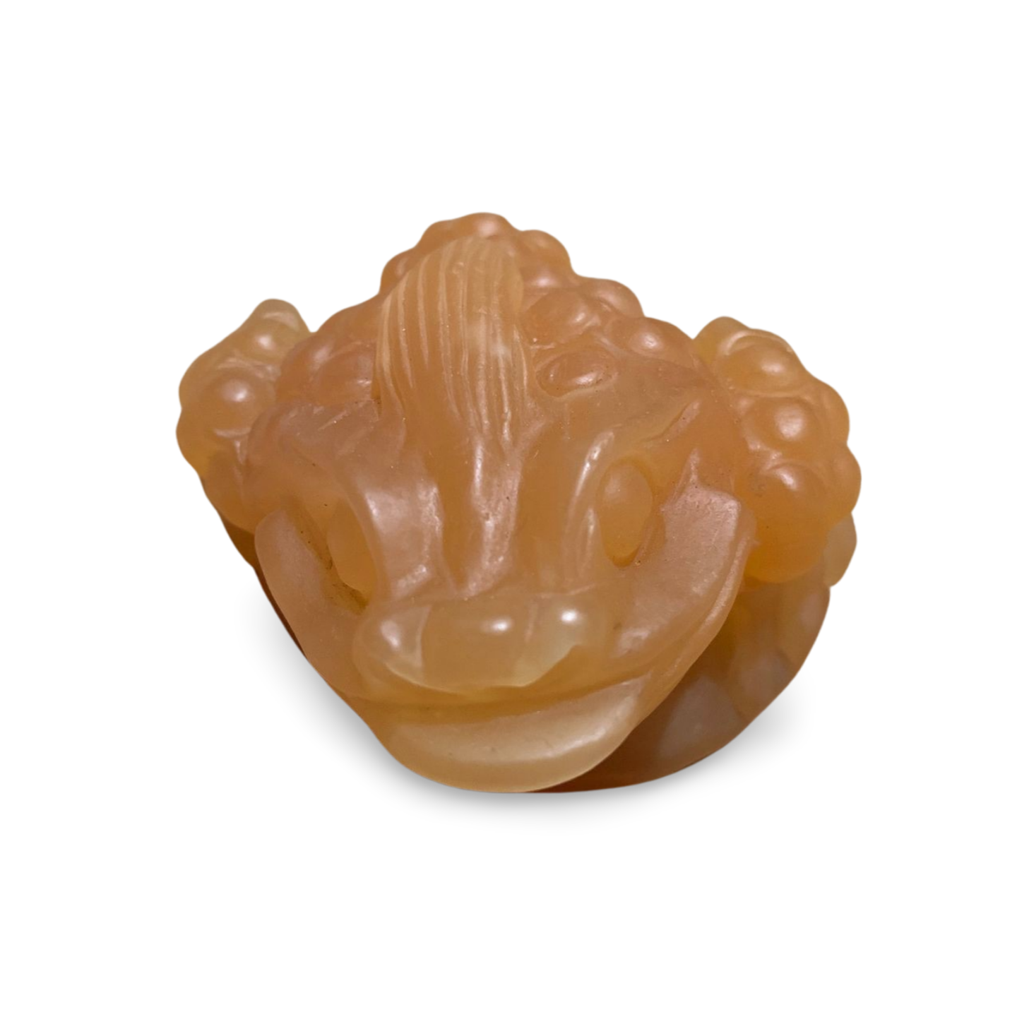 ORANGE CALCITE MONEY TOAD CARVING