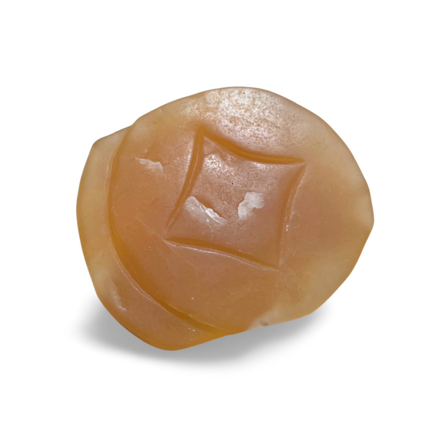 ORANGE CALCITE MONEY TOAD CARVING