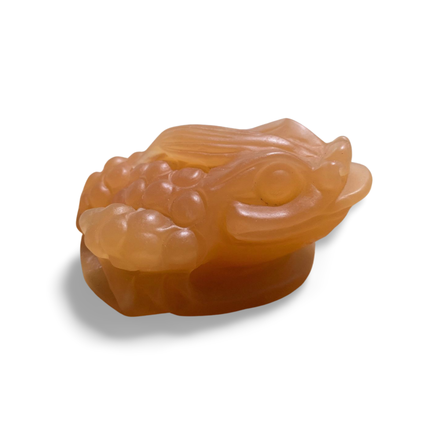 ORANGE CALCITE MONEY TOAD CARVING