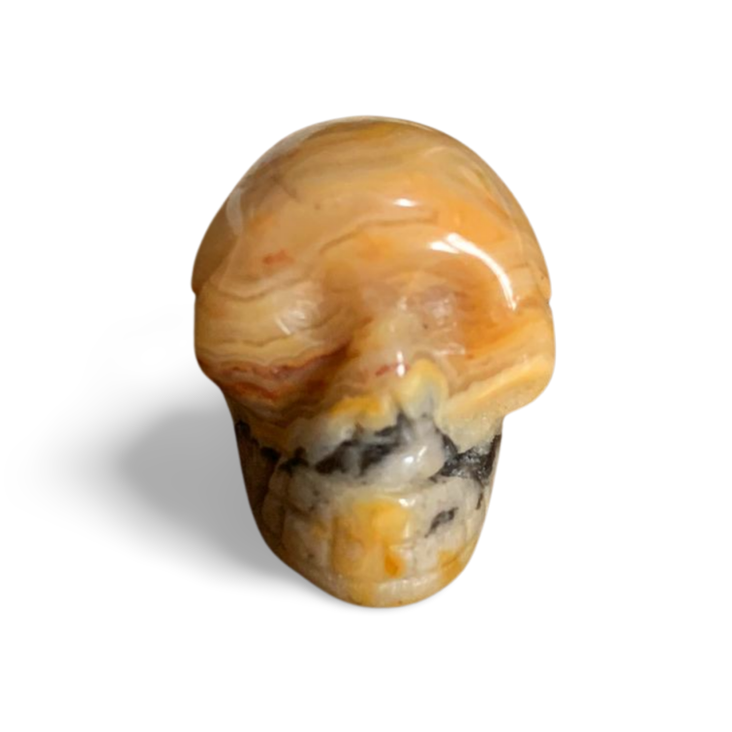 YELLOW MEXICAN CRAZY LACE AGATE SMALL SKULL