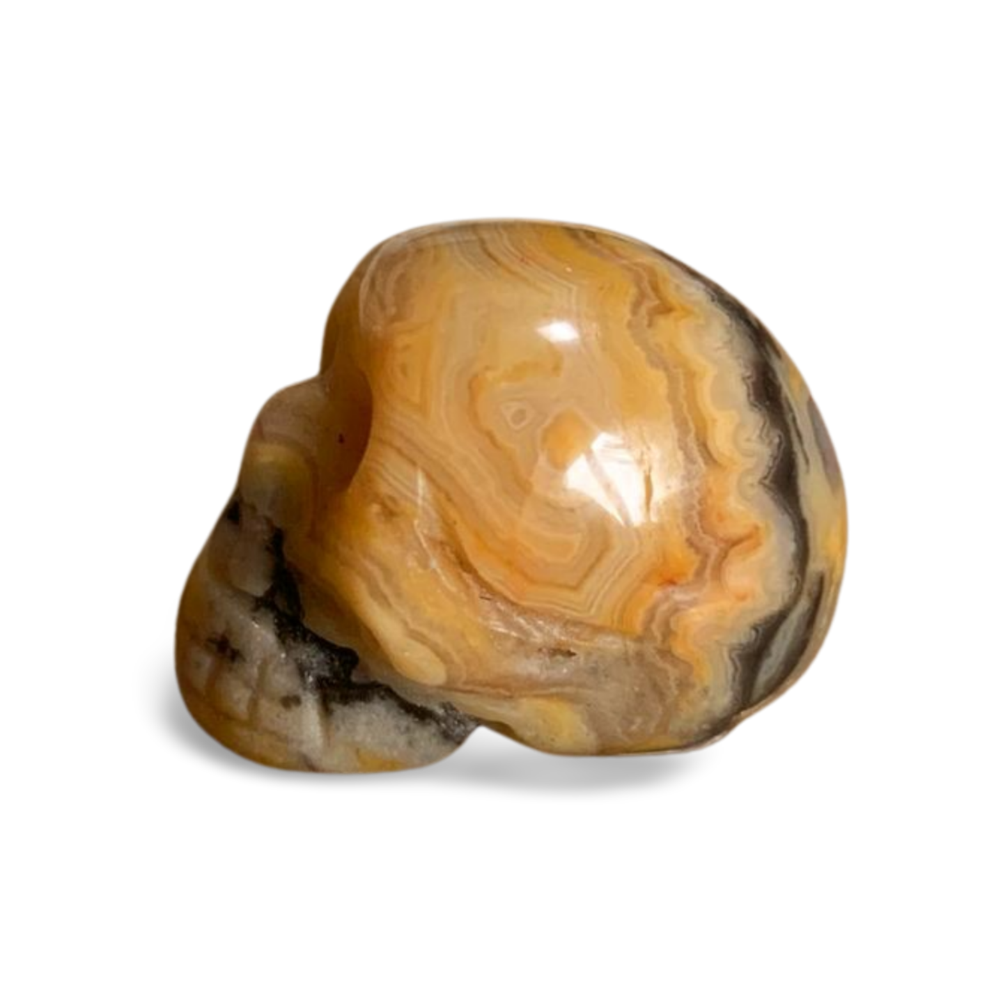 YELLOW MEXICAN CRAZY LACE AGATE SMALL SKULL