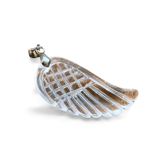 HIGH GRADE CLEAR QUARTZ ANGEL WING PENDANT