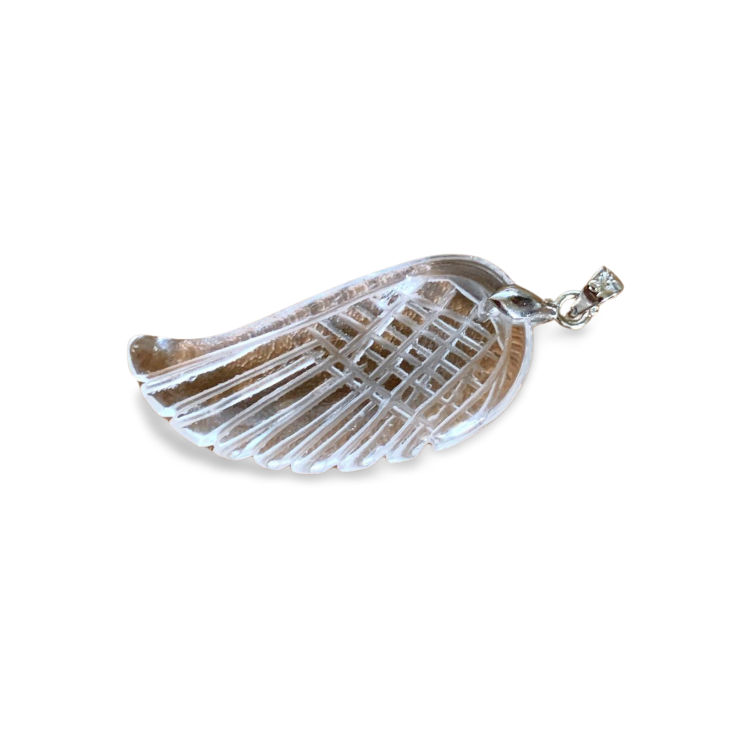 HIGH GRADE CLEAR QUARTZ ANGEL WING PENDANT