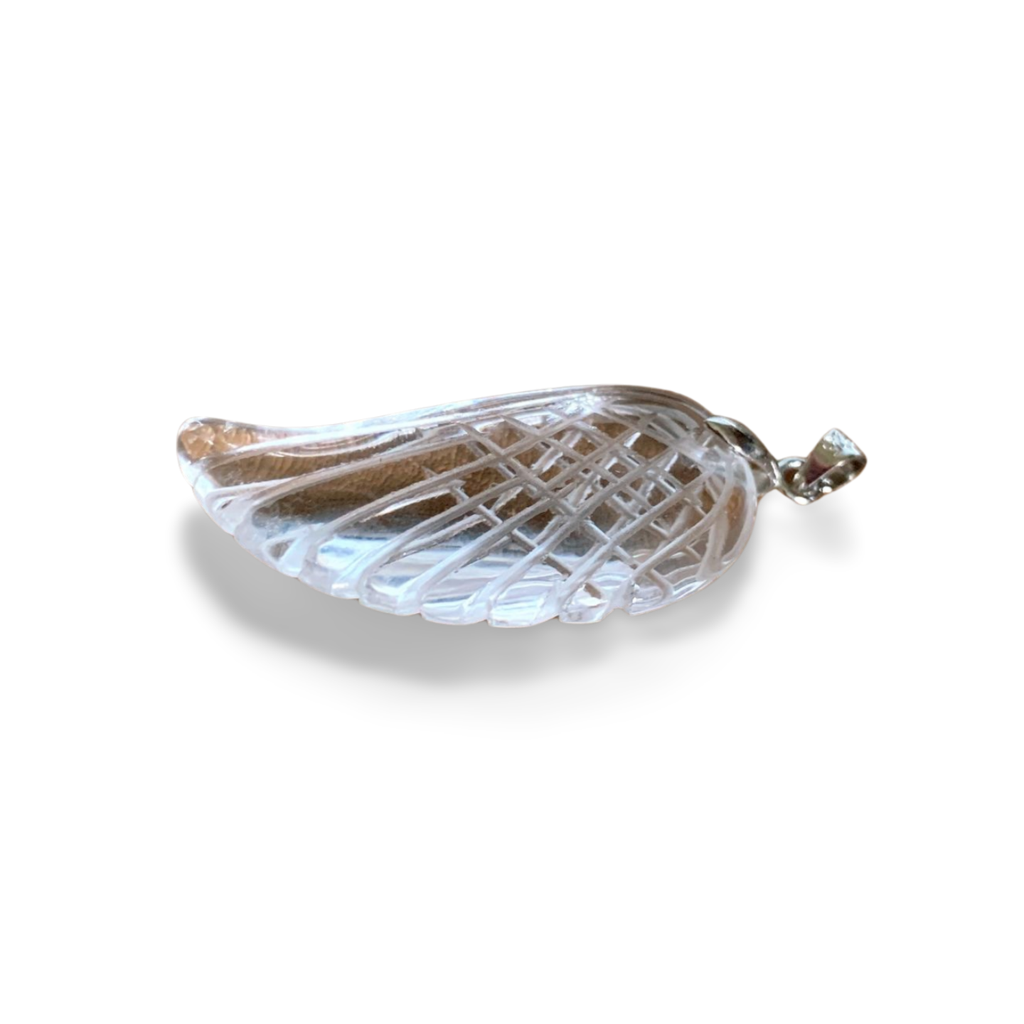 HIGH GRADE CLEAR QUARTZ ANGEL WING PENDANT