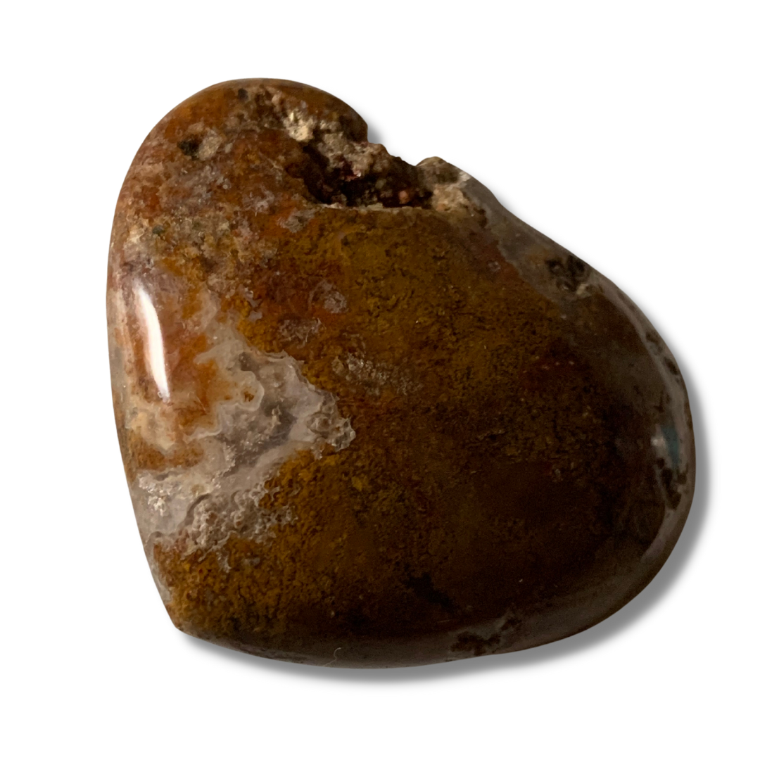 ORANGE MOSS AGATE DRUZE HEART