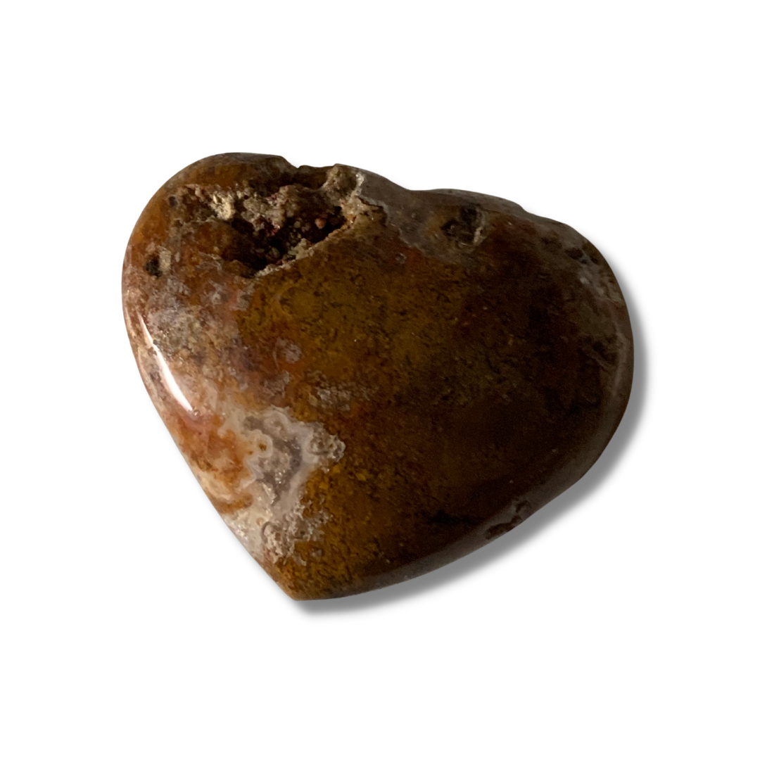 ORANGE MOSS AGATE DRUZE HEART